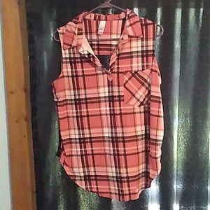 Sleeveless flannel blouse